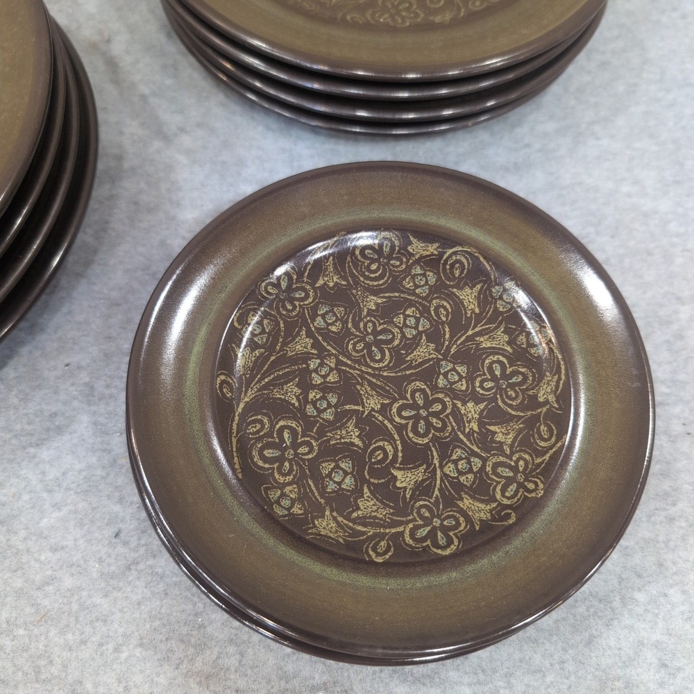 Franciscan Madeira Plates Set of 12 Dinner Salad Bread Butter Olive Green Brown - Picture 3 of 14